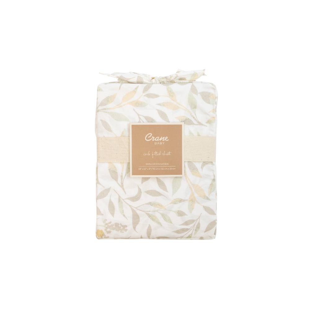 Fitted Sheet - Willow Multi Colour Leaf on a white background