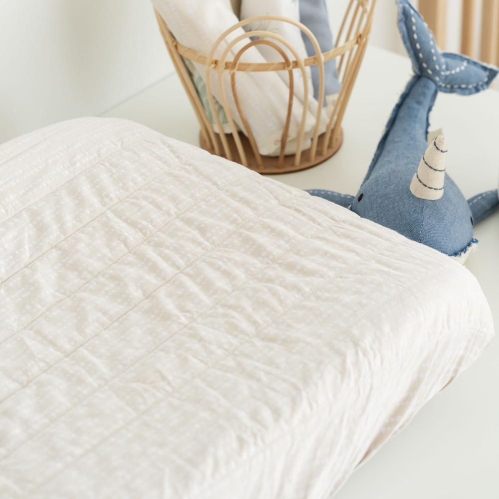 Quilted Change Pad Cover - Cove - Neutral Dot