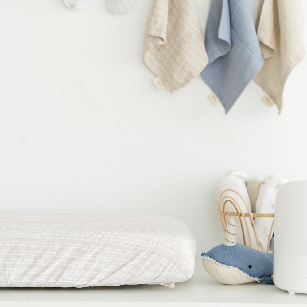 Quilted Change Pad Cover - Cove - Neutral Dot
