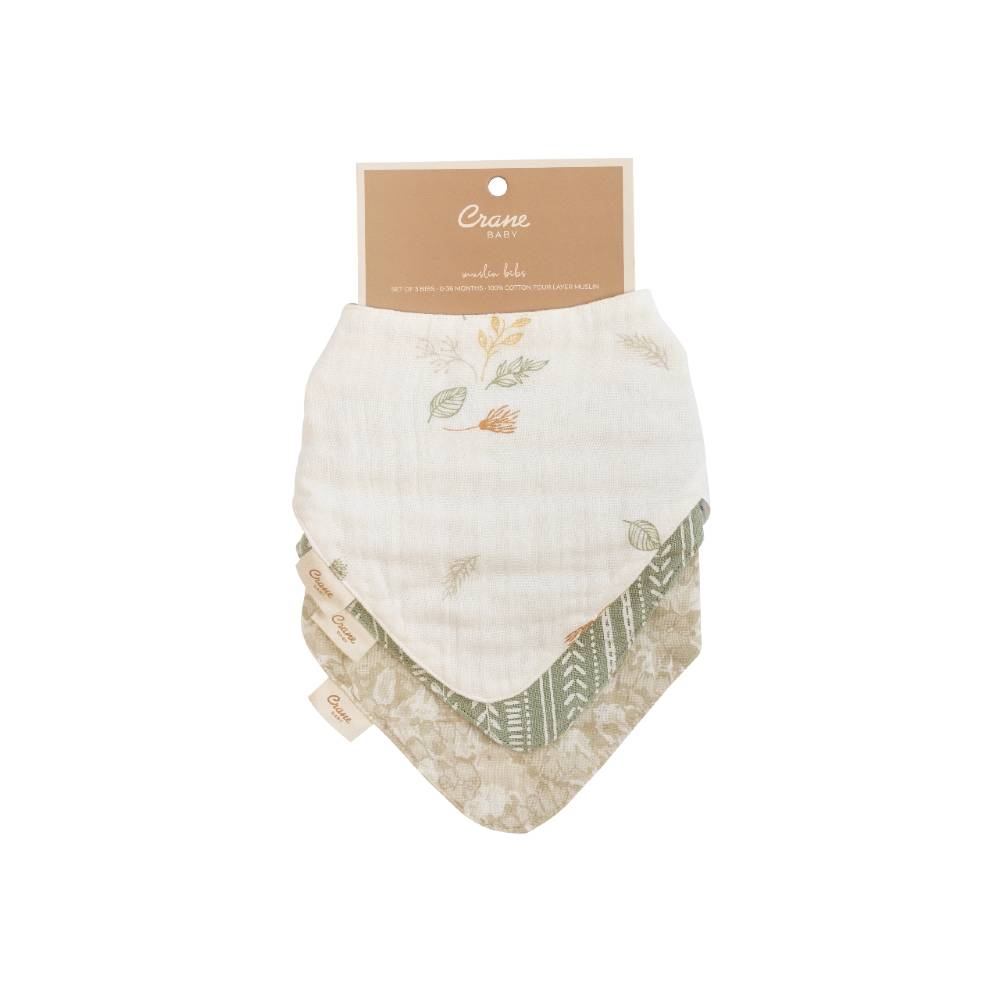 Muslin Bandana Bib Set 3pk - Willow Prints