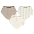 Organic Muslin Bandana Bib Set 3pk - Avery Bunny on a white background