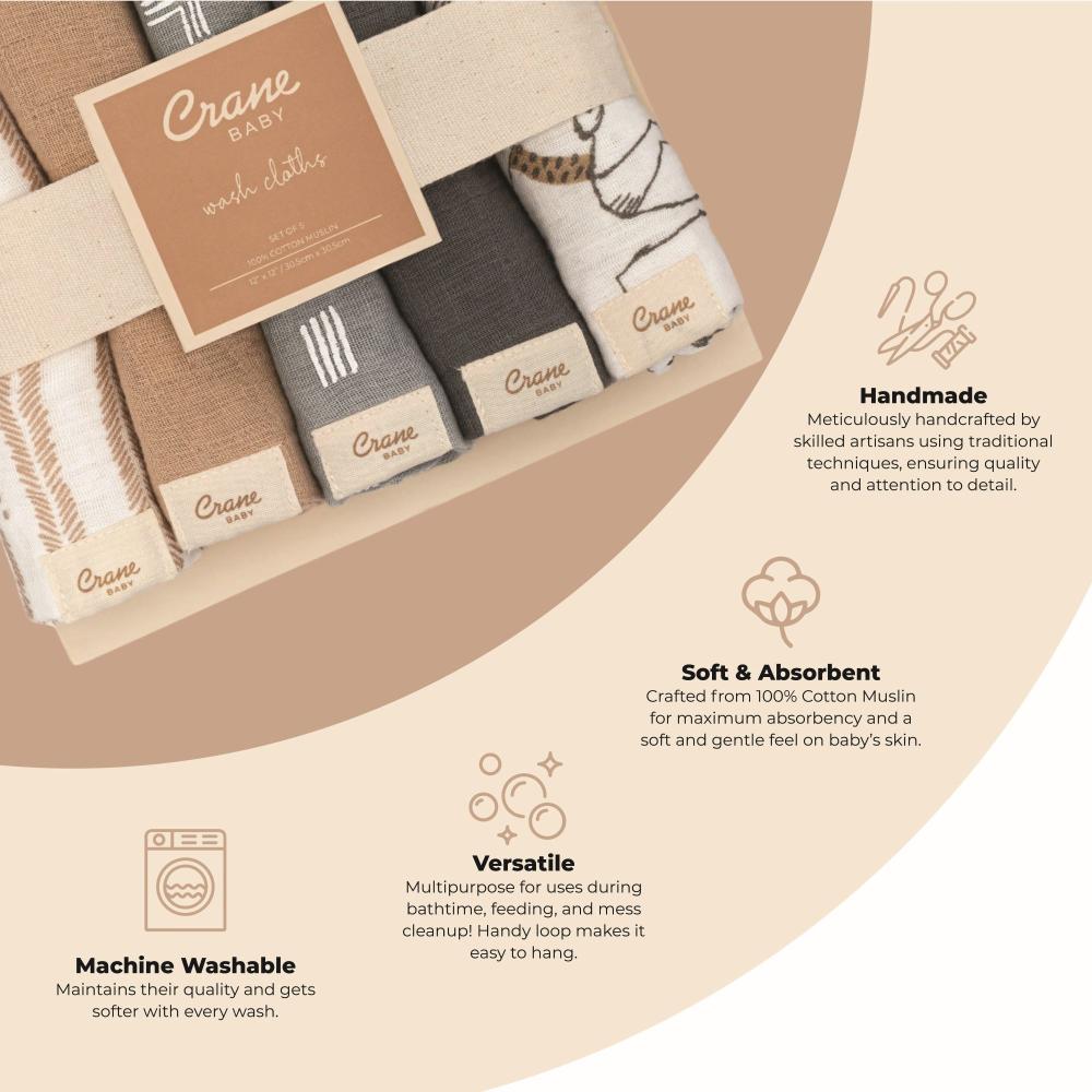 Wash Cloth Set 5pk - Ezra Woodland