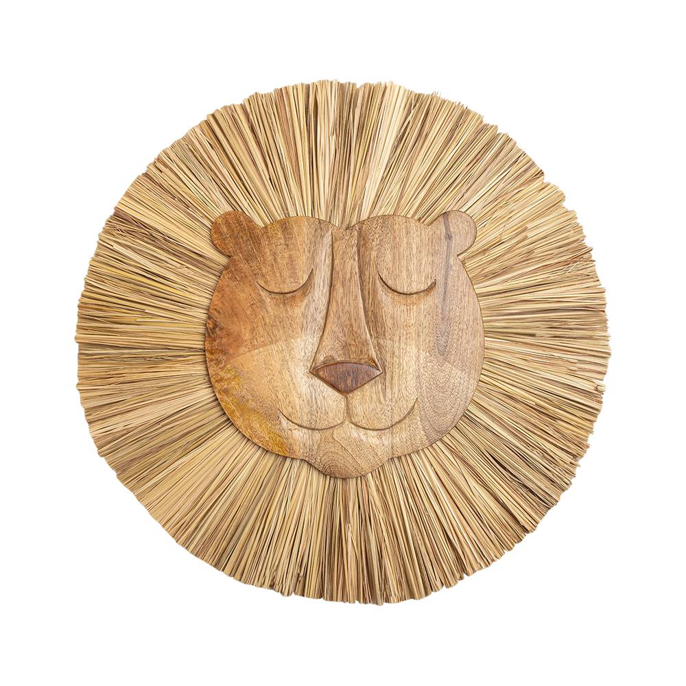 Wooden Lion Wall Decor - 1pc on a white background