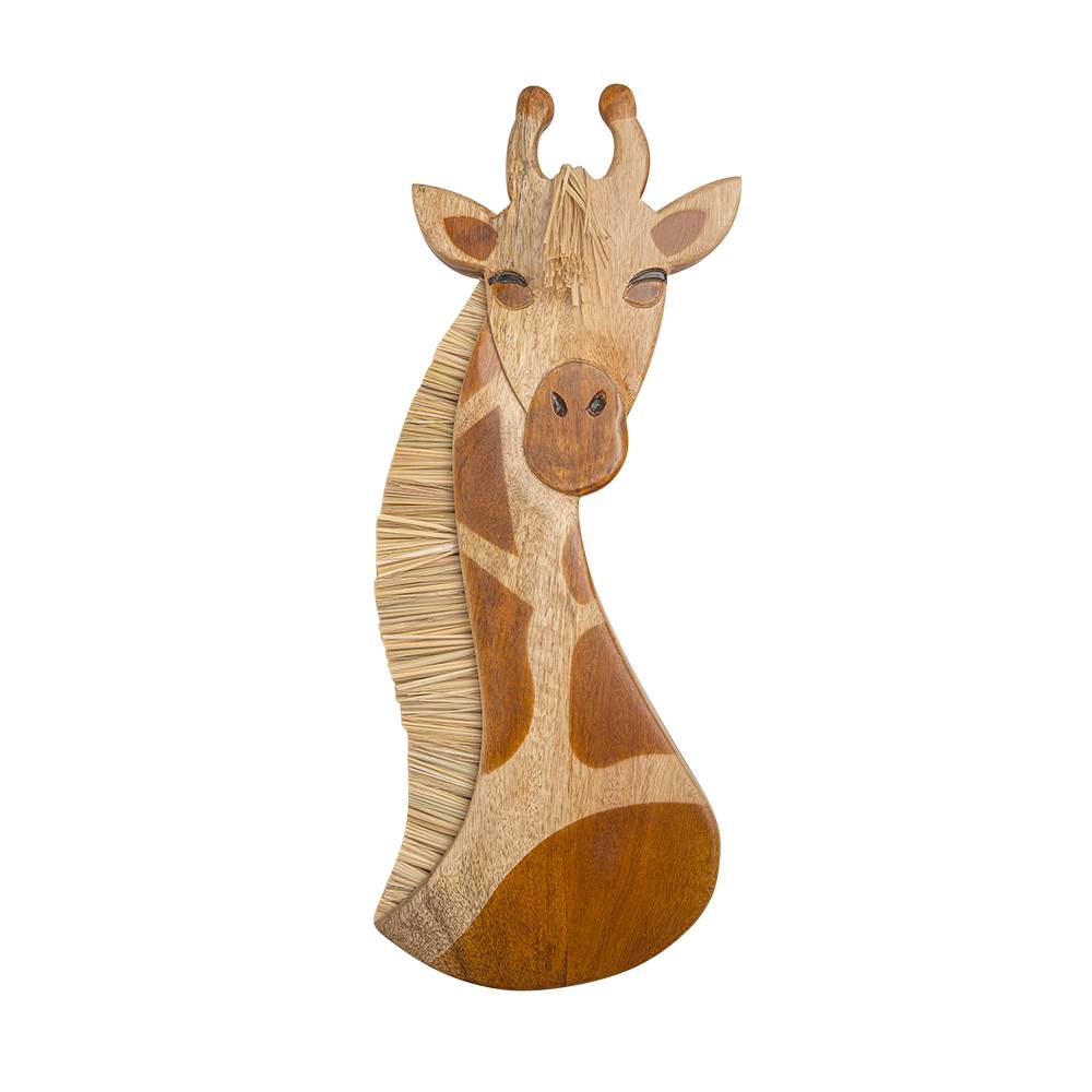 Wooden Giraffe Wall Decor - 1pc on a white background
