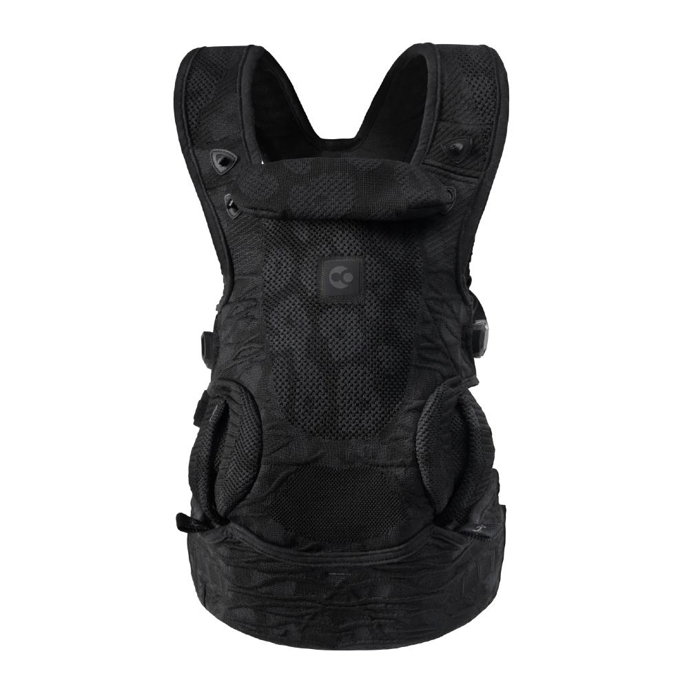 Carifit baby carrier showing the front view in forward facing position and adjustable seat
