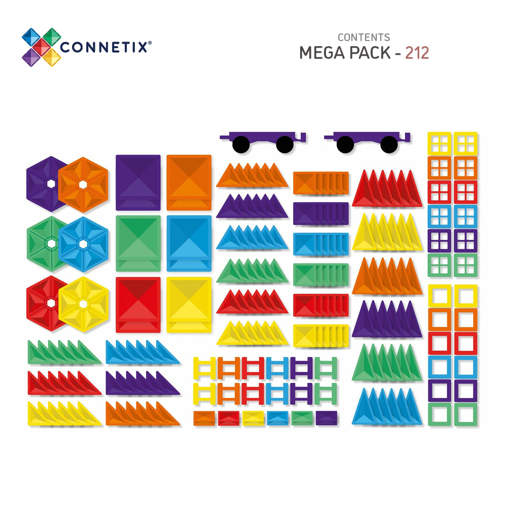 Colorful magnetic building blocks set with Connetix branding on a white background