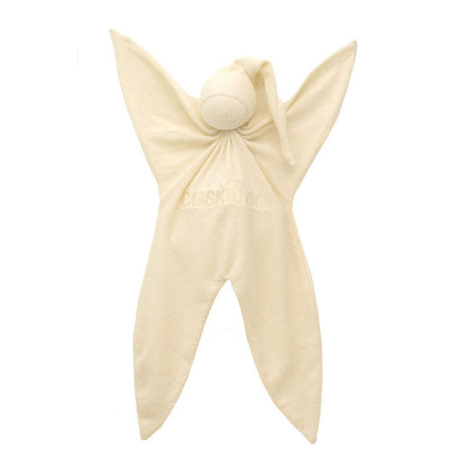 Cream Cuskiboo infant comforter on a white background