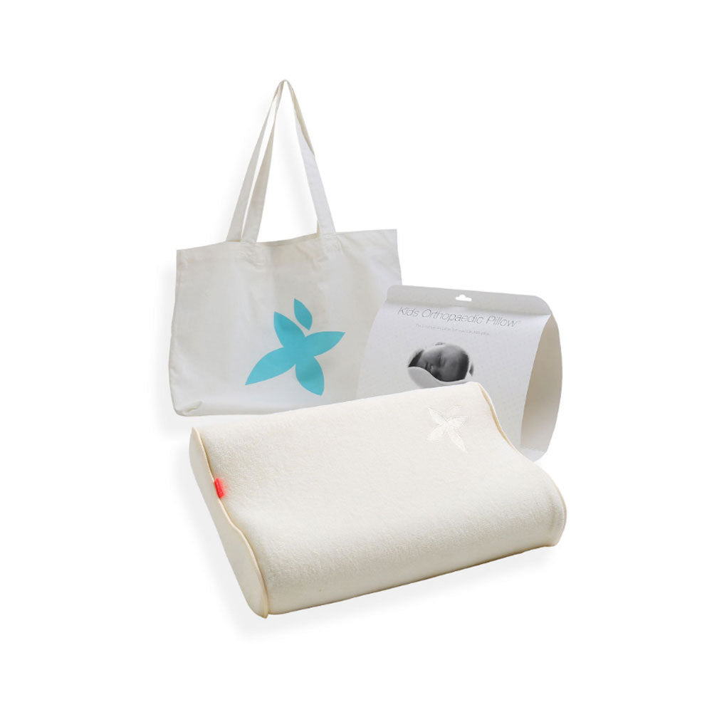 Cuski Toddler pillow with tote bag on a white background