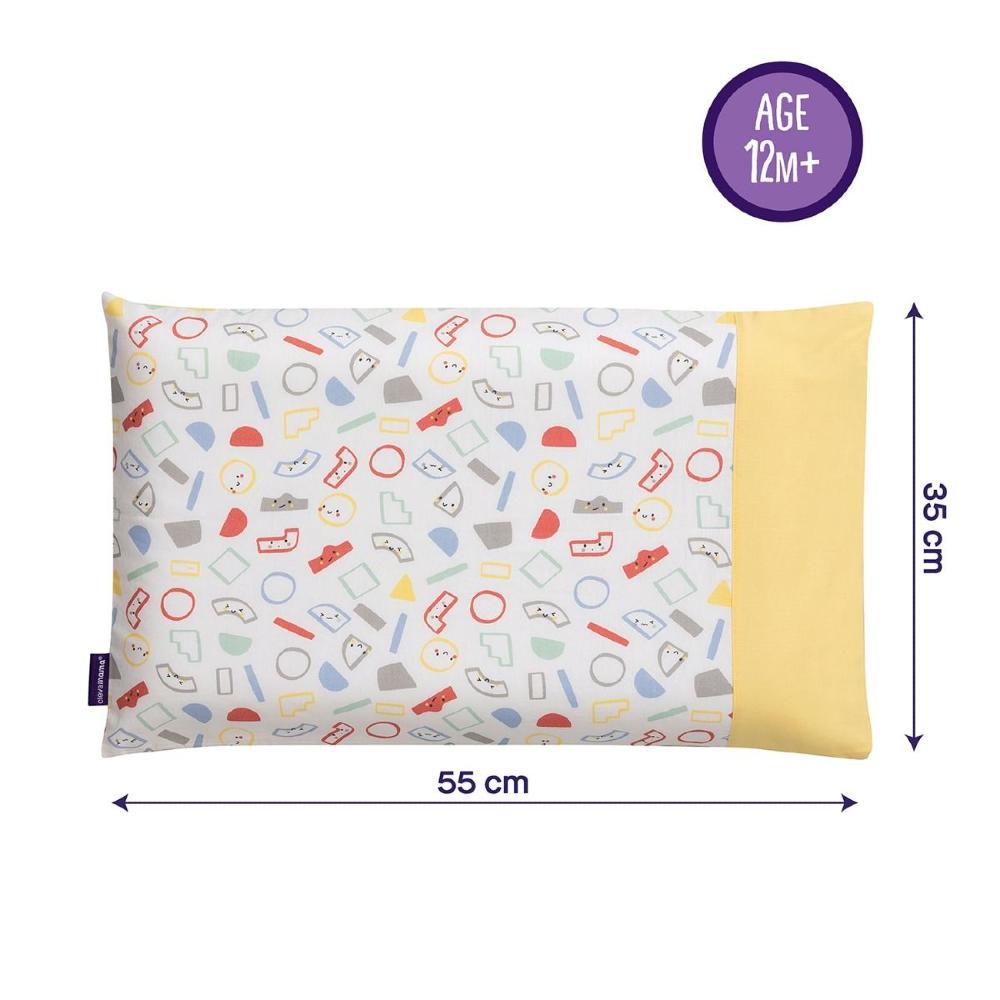 Toddler Pillow Case - Grey/Yellow