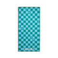 Crywolf Rapid Dry Towel Sea Green Check on a white background. 