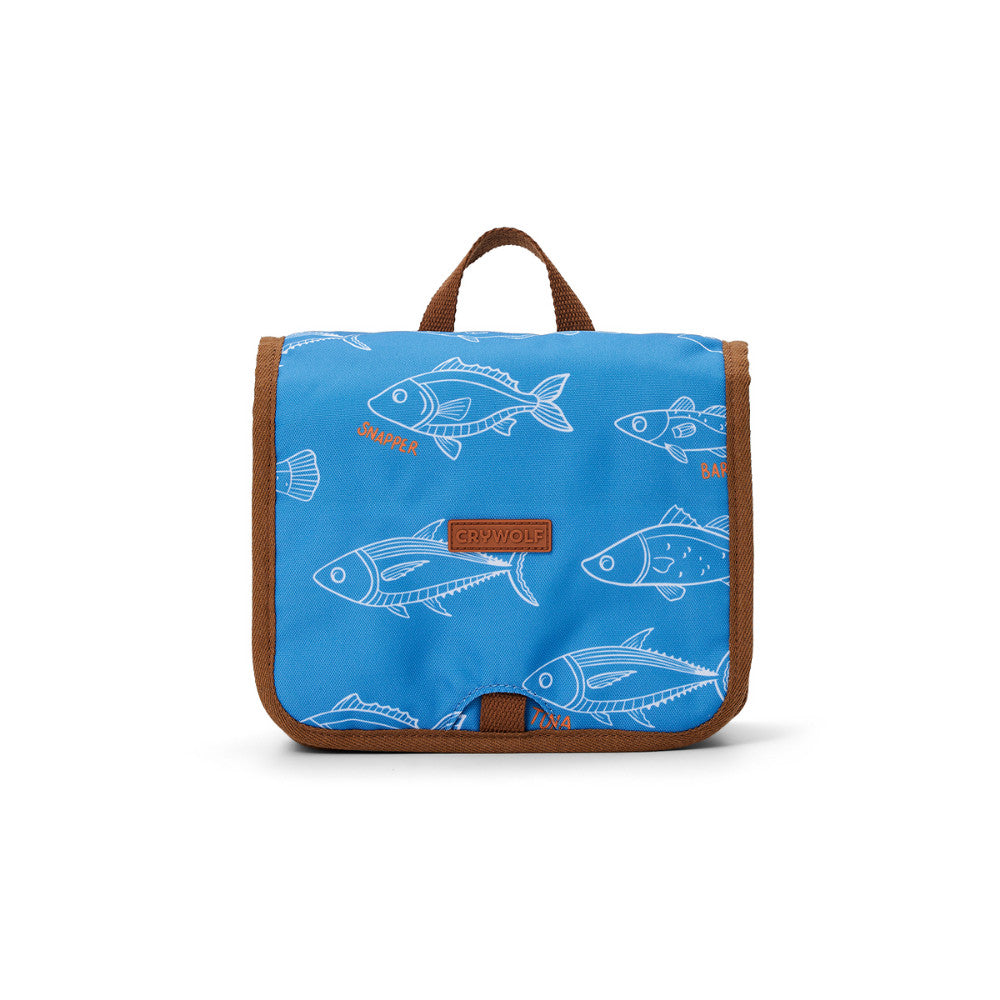 Crywolf Hanging Toiletry Bag Saltwater on a white background. 