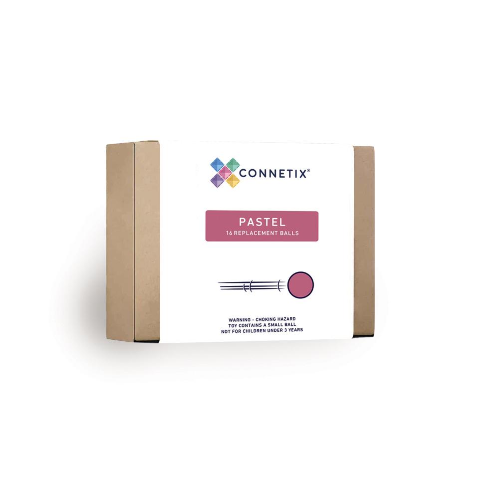 Connetix Pastel 15 replacement balls in a white box with gold side flaps, shown on a white background.
