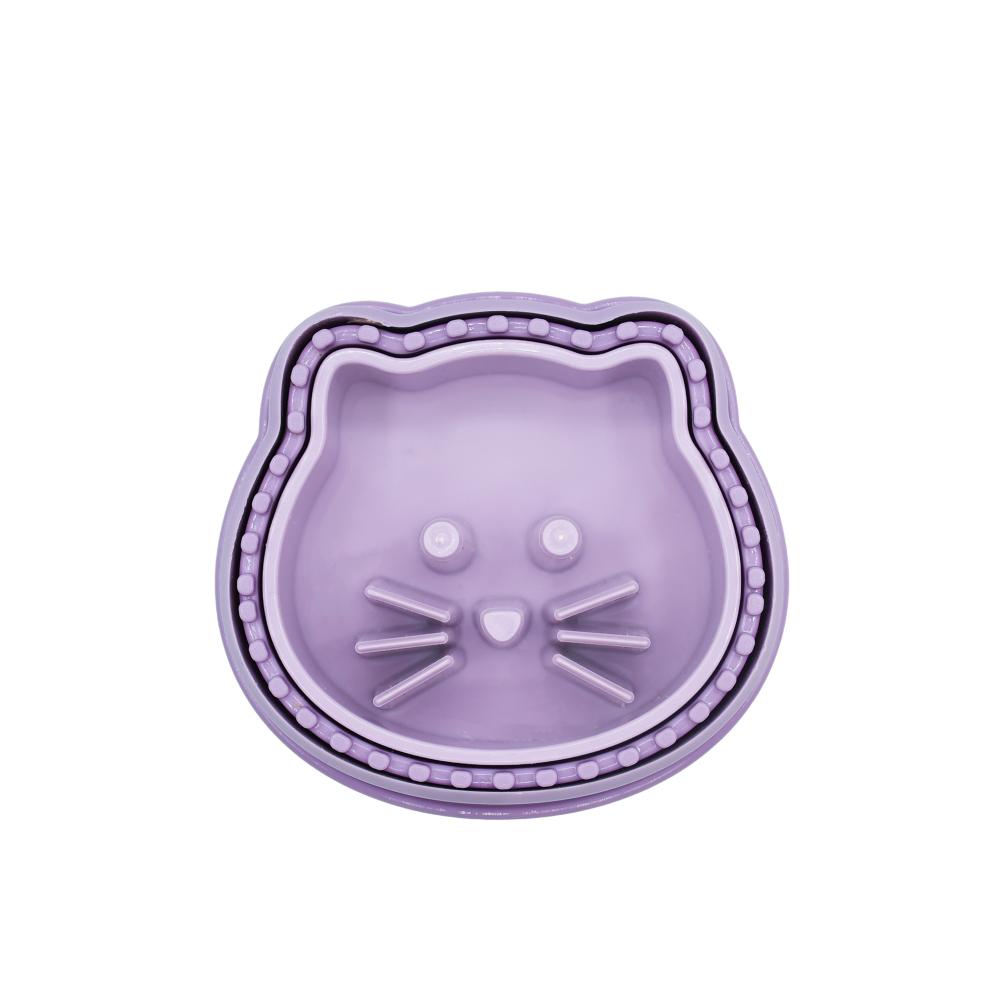 Purple cat-shaped bowl on a white background