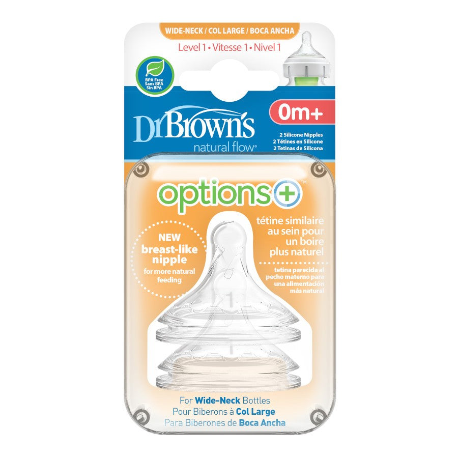 Options+ Wide Neck Silicone Teats 2pk