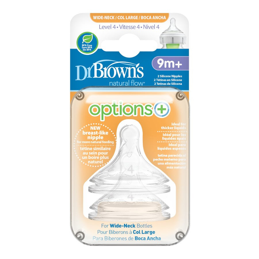 Options+ Wide Neck Silicone Teats 2pk