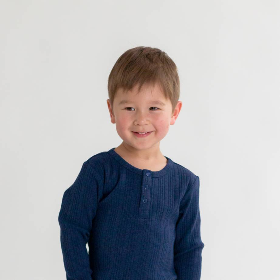 Merino Cotton Henley Top - Tekapo Marl