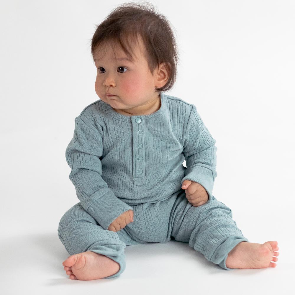 Merino Cotton Henley Suit - Tide Marl
