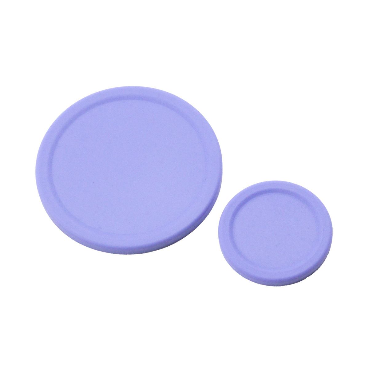 Silicone Dipper Lids in purple on a white background