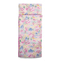 Portable sleep mat with unicorn castle print on a white background