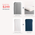 Bundle tile - Dream Kids Inflatable Travel Bed, Quilted Wool Topper, Protector Sheet, Navy Fitted Sheet. 