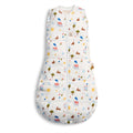 Children's sleeping bag with colorful pattern on a white background