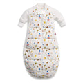 White baby sleeping bag with bunnies on a white background