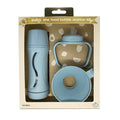 Subo food bottle starter kit packaging with blue bottle and sippy cup on a beige background