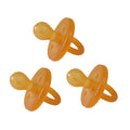 Orange Ecopiggy pacifier against white background.
