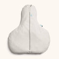 Grey baby sleeping bag for hip dysplasia on a white background