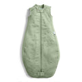 Green baby sleeping bag with a subtle pattern on a white background