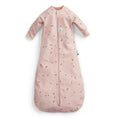 Pink baby sleeping bag with long sleeves with floral pattern on a white background