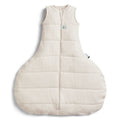 Beige baby sleeping bag with a zipper on a white background