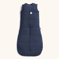Navy blue baby sleeping bag on a white background