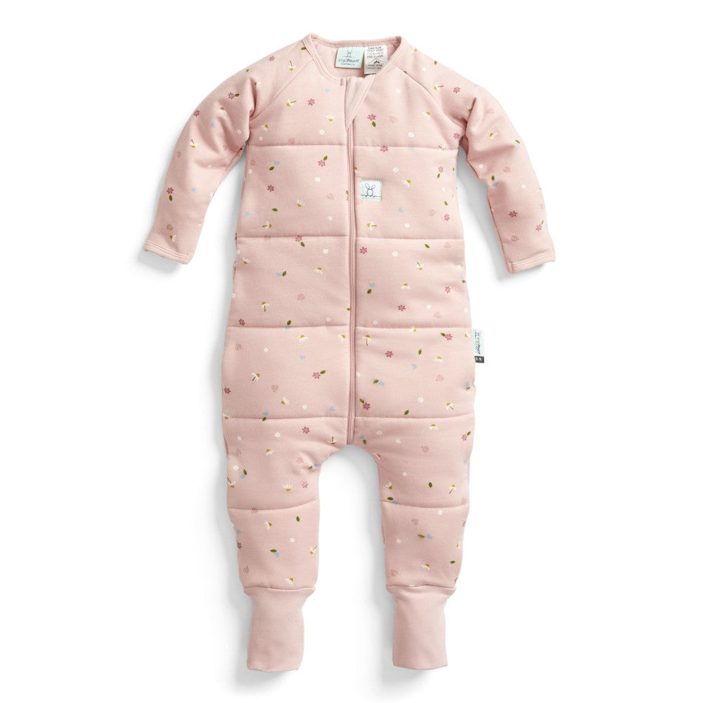 Pink sleeping suit with flowers on a white background