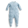 Light blue baby onesie with subtle pattern on a white background