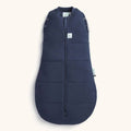 Navy blue baby swaddle sleeping bag on a white background