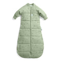 Green baby sleeping bag with a subtle pattern on a white background