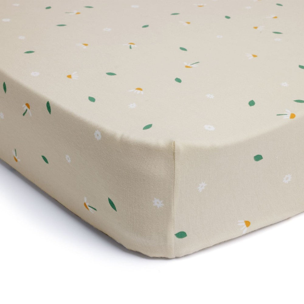 Fitted Sheet - Daisy Sprinkle on a mattress on a white background