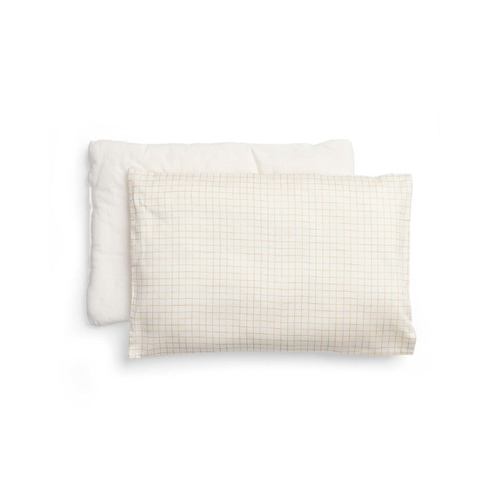 Toddler Pillow With Case - Caramel Grid on a white background