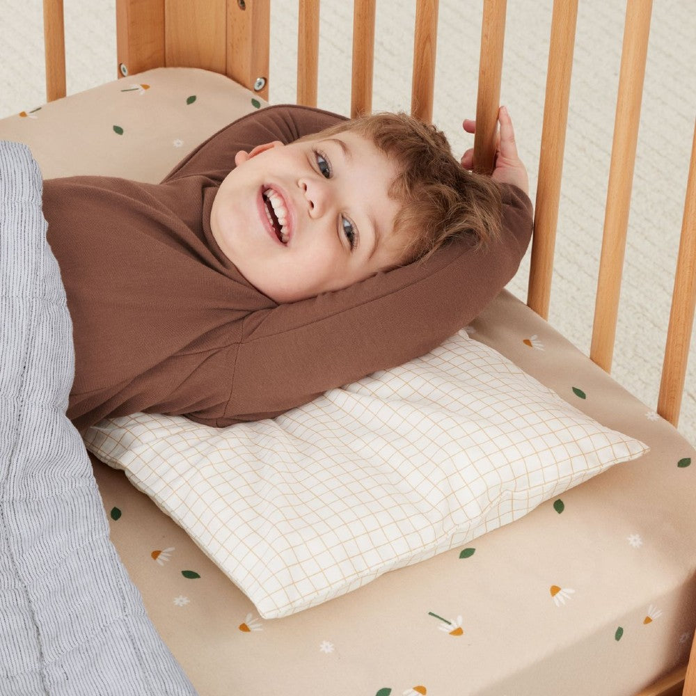 Toddler Pillow With Case - Caramel Grid