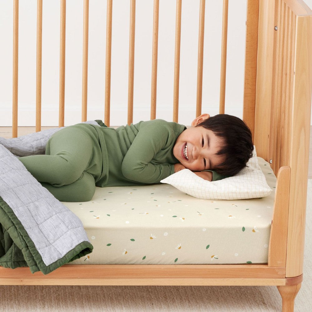 Toddler Pillow With Case - Caramel Grid