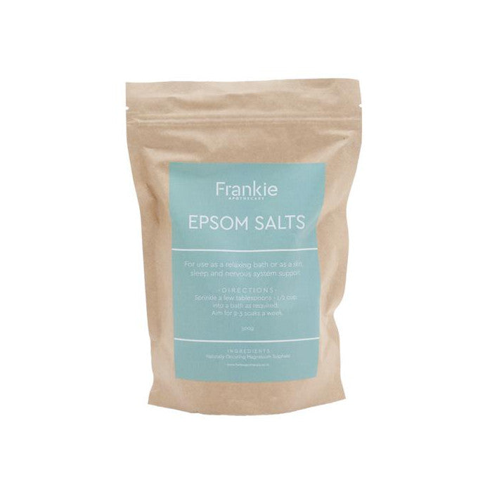 Frankie Epsom Salts in brown bag against white background.