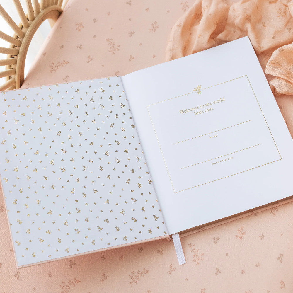 Inside pages of the Fox & Fallow Baby Book - Wild Ruscus.