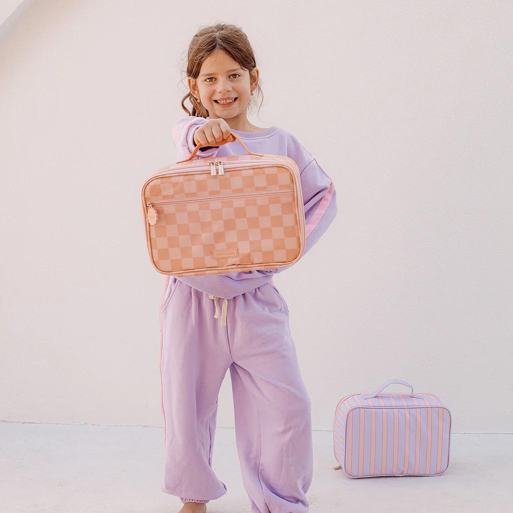 Insulated Lunch Bag - Peach Check