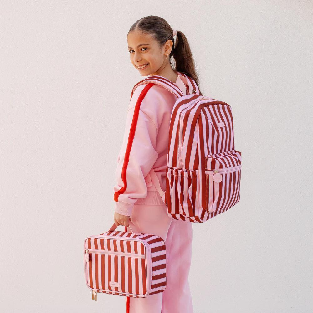 Insulated Lunch Bag - Burgundy Stripe