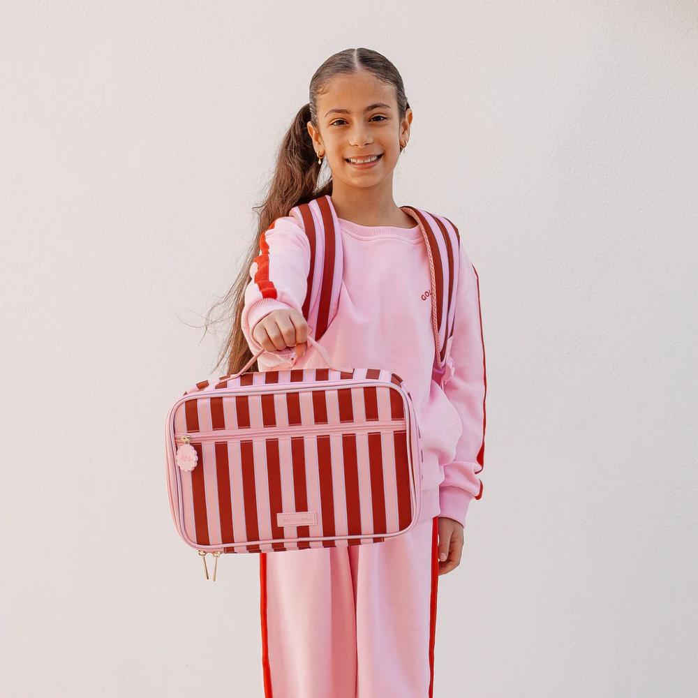 Insulated Lunch Bag - Burgundy Stripe