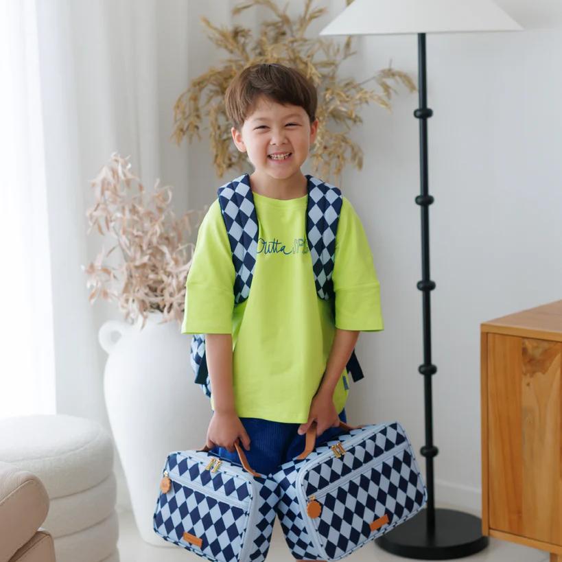 Insulated Lunch Bag - Navy Diamonds