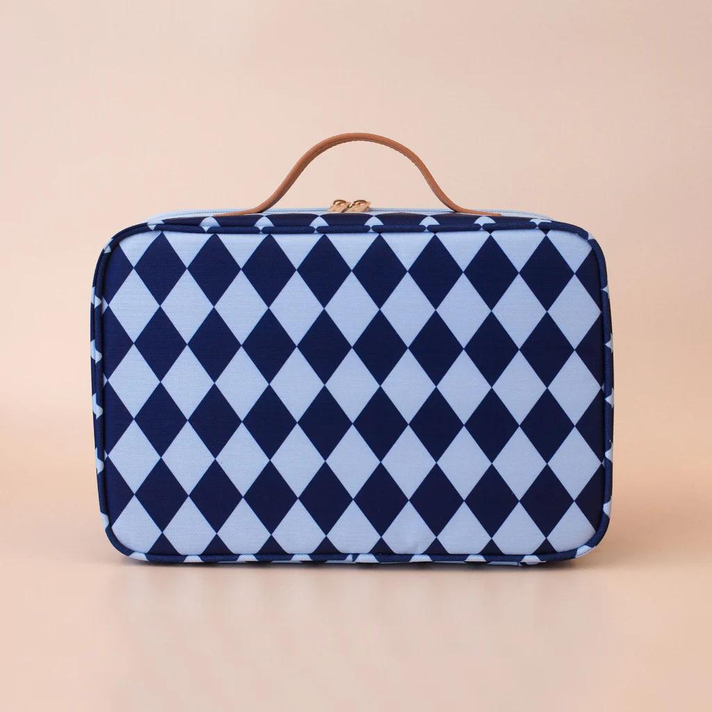 Insulated Lunch Bag - Navy Diamonds