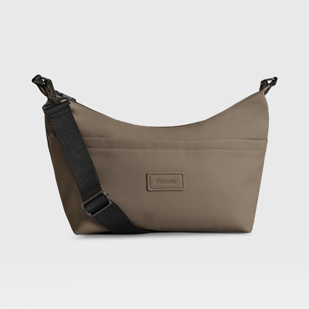 Mocha crossbody bag on a white background