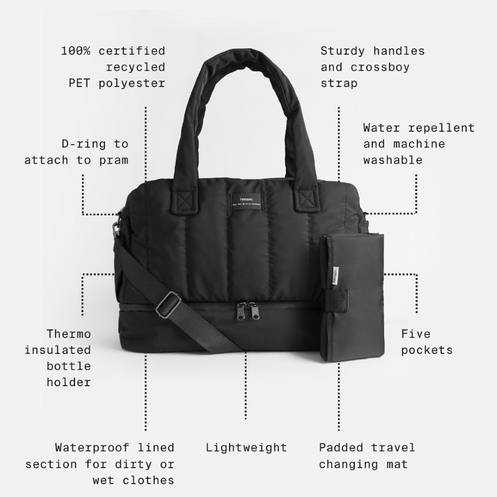 Innes Eco Holdall Nappy Bag - Black